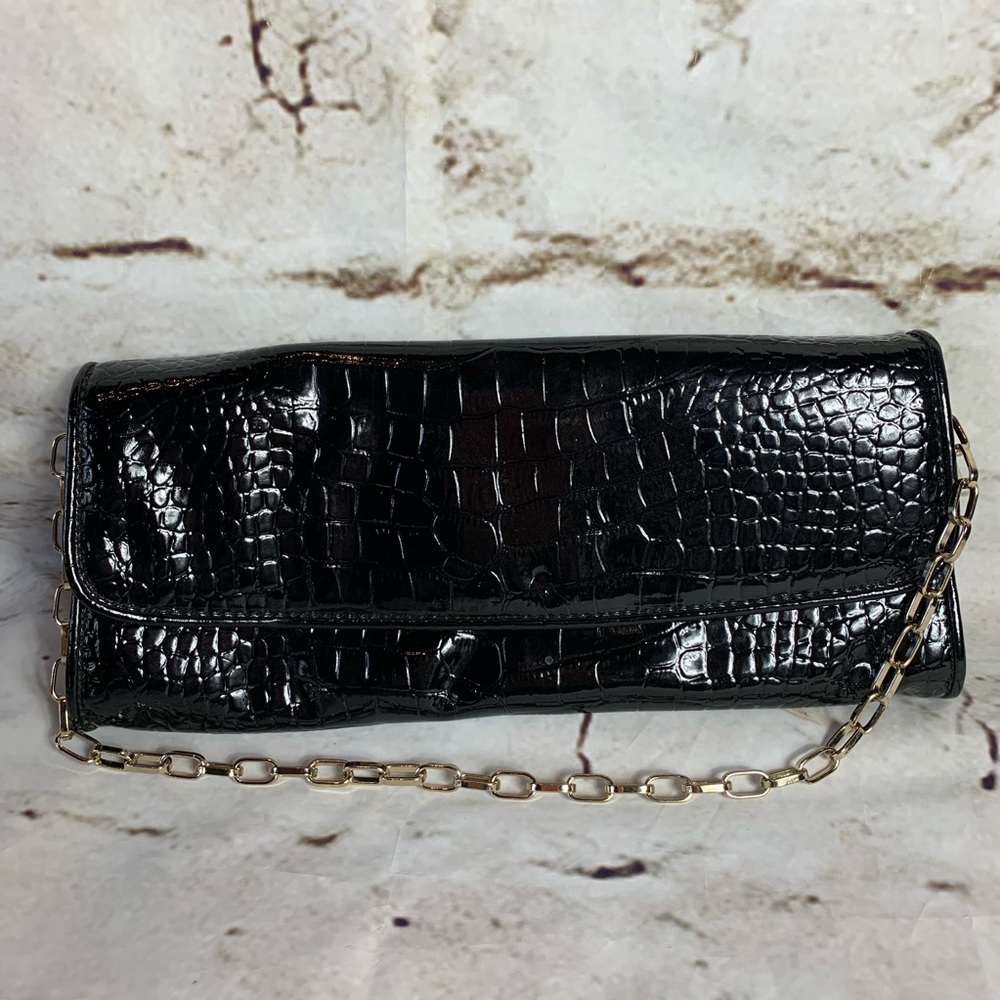 Loft Black Python Print Clutch/Wristlet - image 2